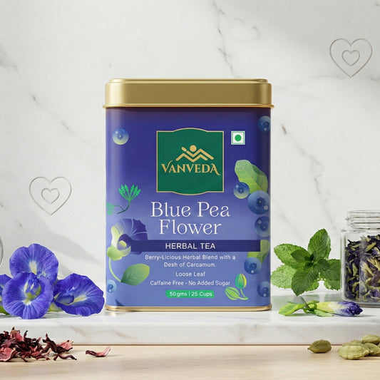 Vanveda Butterfly Pea Flower Tea – Caffeine-Free Blue Herbal Tea for Calm & Clarity